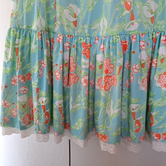 Vintage 60s The Lilly Lilly Pulitzer Floral  Eyelet Tiered Maxi Skirt SZ 8 - Picture 4 of 12